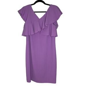 Trina Turk Lilac Ruffle Sleeve V-neck Knee Length Dress Women's Size 8 NWT
